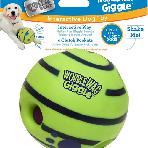 Wobble Wag Giggle Ball, Interactive Dog Toy, Fun Giggle Sounds When Rolled or Shaken, Pets Know Best, As Seen On TV