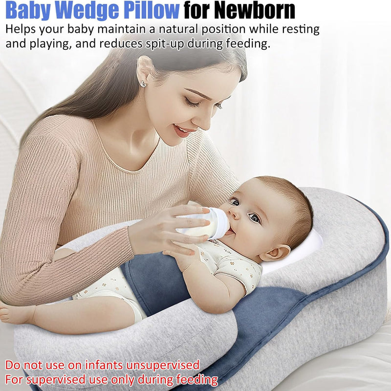 Baby Wedge Pillow, Adjustable Breastfeeding Pillow | For Reducing Spit-Up, Bottle Feeding