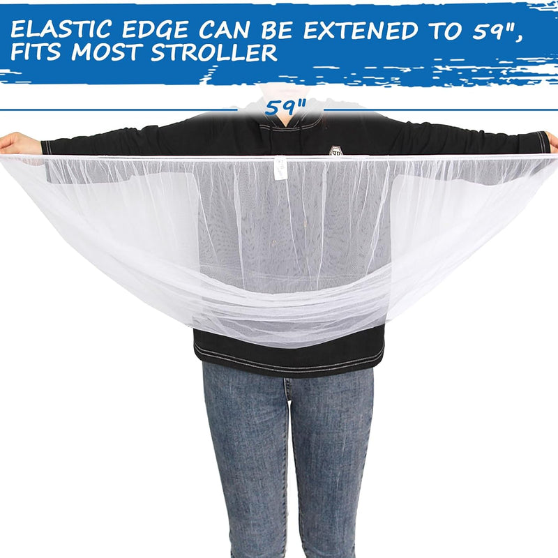 Baby Mosquito Net for Stroller, Bug Net and Mesh Protection,White | Reusable Portable Baby Insect Netting for Stroller, Playards, Pack N Plays and Portable Mini Crib