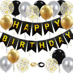 Black Gold Birthday Decoration Set for Men Women Girls and Boys Party
