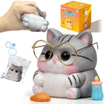 Cat Squishy Toy, Soft TPR Stress Relief Sensory Squeeze Toys, Cute Kawaii Desk Toy, Birthday Gift and Party Favor for Kids and Adults