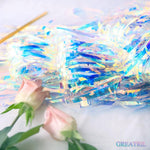 GREATRIL iridescent party backdrop, 2 PCS, 3.2ft x 6.5ft, tinsel foil fringe curtain for mermaid/frozen/sea/euphoria party theme decorations