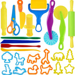 LCY WEDSHI Dough Tool Set for Kids, 9-Piece Plastic Dough Accessories Kit for Ages 4-8, Safety Scissors and Rollers Included