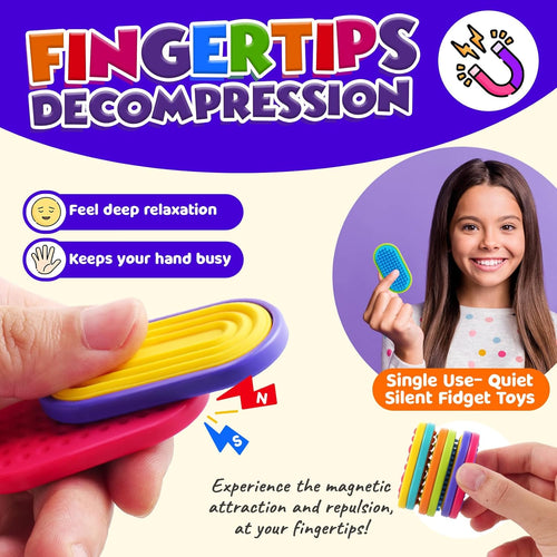 Sensory Fidget Magnet Toys for Kids: Silicone Magnetic Sliders Stress Fidgets for Autism, Stress Small Texture Fidget Toys for Classroom Prizes, Adults Office Desk / Portable Travel Must Haves, Gifts
