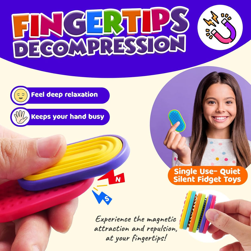 Sensory Fidget Magnet Toys for Kids: Silicone Magnetic Sliders Stress Fidgets for Autism, Stress Small Texture Fidget Toys for Classroom Prizes, Adults Office Desk / Portable Travel Must Haves, Gifts