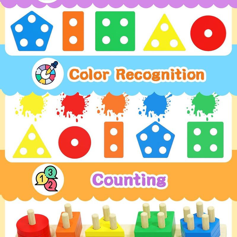 Tonberless Montessori Toys: Safe, High-Quality Wooden Puzzles and Sorters for Toddlers 1-3 Years