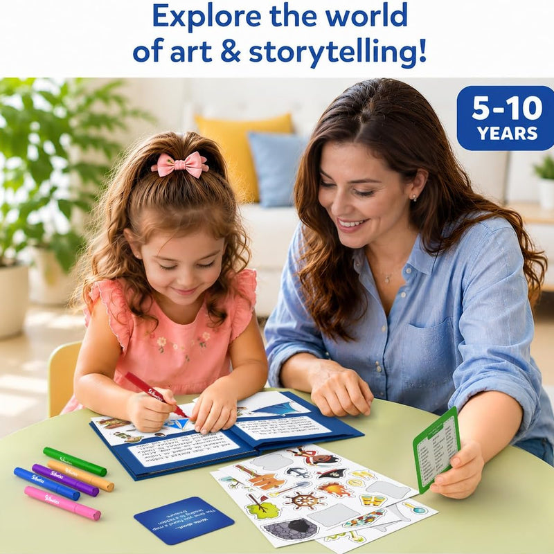 Skillmatics Storybook Art Kit – Adventures, Writing Activity, Gift for Kids | Create Adventure Stories, 300+ Stickers, Scrapbooking & Journal, Storytelling Activity, Screen-Free Craft, Ages 5, 6, 7, 8, 9