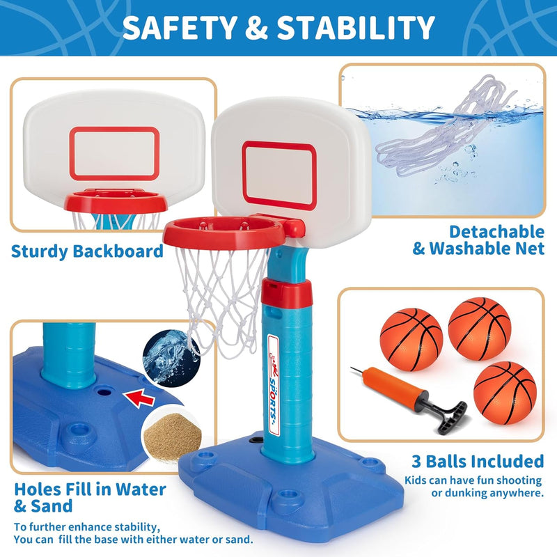 Adjustable Toddler Basketball Hoop Indoor for Kids Age 1-3 with 3 Balls and Mini Basketball Hoop