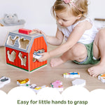 Melissa & Doug Take-Along Wooden Toy Barn with Farm Animals & Pop-Up Roof, Preschool Learning Toys