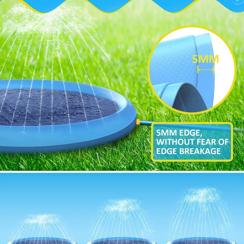 Raxurt Non-Slip Splash Pad for Kids and Dog, 67'' Splash Pad Thicken 0.58mm for Kids Ages 4-8 Toddler Baby Splash Sprinkler Pad Dog Pool Summer Outdoor Water Toys for Boys Girls