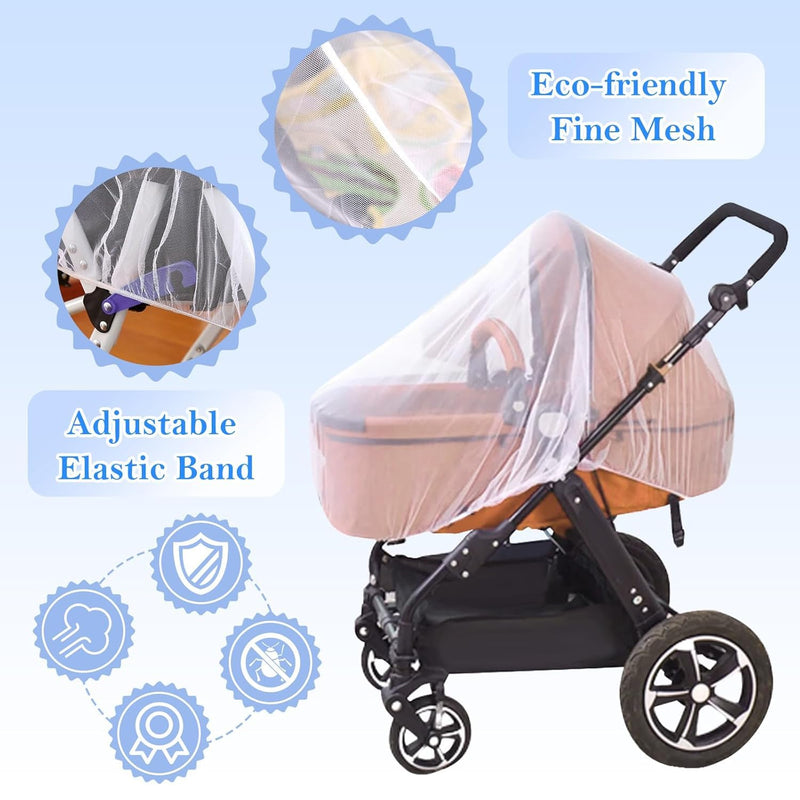 South to East Breathable Mosquito Net for Stroller with Drawstring, White | Baby Bug Netting with Storage Bag, Portable Stroller Mosquito Nets for Car Seat, Bassinet, Cradle, Travel & Camping Crib