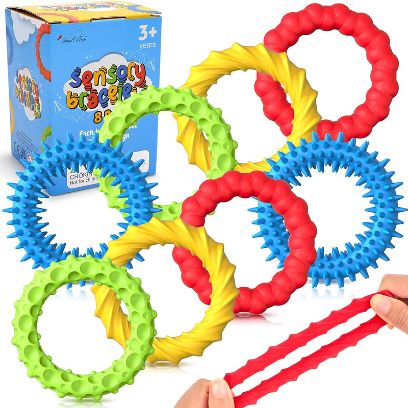 Sensory Toys Fidgets for Kids Adults - 4 Pack Stretchy Fidget Toys Bracelets | Texture & Calming Autism Sensory Toys for Special Needs Autistic Children Classroom Fidgets| Squishy Fidgets Travel Gifts