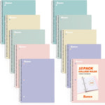 SUNEE Spiral Notebooks, 1-Subject, 5 Pack, College Ruled Paper, 8" x 10-1/2", 70 Sheets per Notebook,3-Hole Punched Paper, Pink,Purple, Blue, Green, Yellow Spiral Lined Notebooks for School,Work
