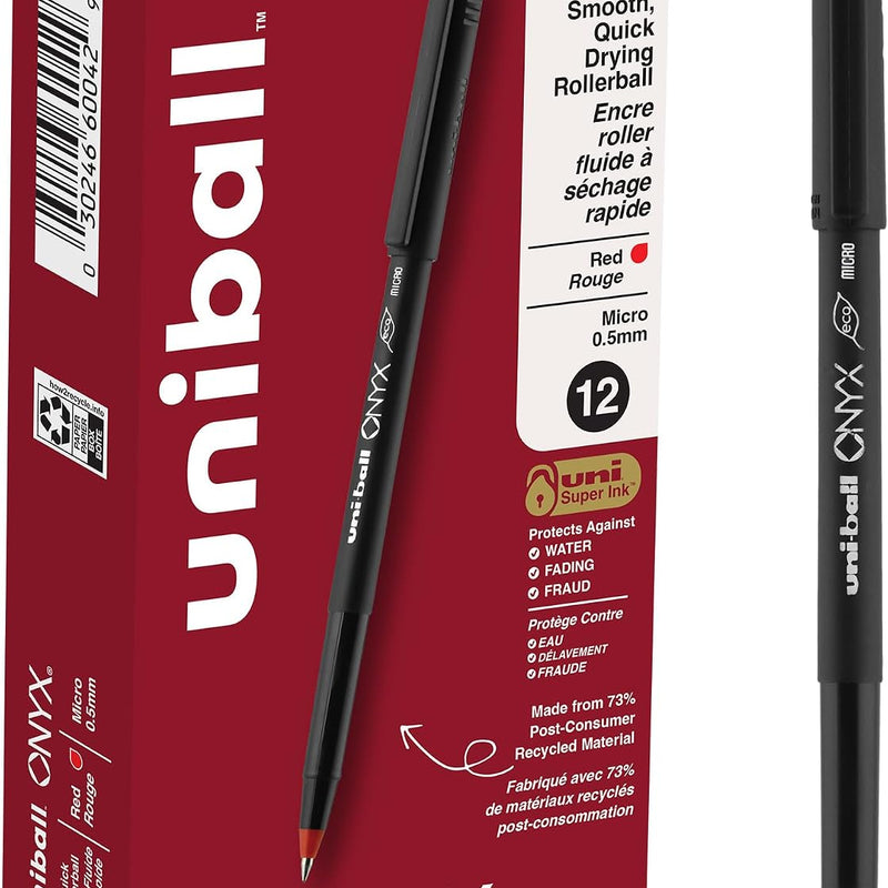 uniball Onyx Rollerball Pens, Micro Point (0.5mm), Black