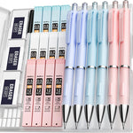Nicpro 3PCS Cute Mechanical Pencil Set with Case, 0.7 mm Pencils with 6 Tube HB Lead Refill, 3PCS Eraser, 9PCS Eraser Refill for School Supplies Student Writing, Drafting Drawing Sketching