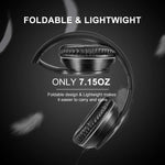 LORELEI X6 Over-Ear Wired Stereo Bass Headphones with Microphone, Lightweight, Foldable & Portable with 1.45M No-Tangle for Smartphone, Tablet, MP3/4, Space Black
