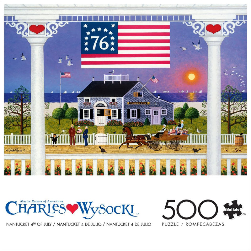 Buffalo Games Charles Wysocki Nantucket Jigsaw Puzzle - 500 Piece, 21.25 x 15 in - Reference Poster - Jigsaw Puzzles for Adults - Patriotic Art