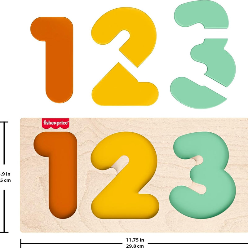 Fisher-Price Wood Montessori Toy 1-2-3 Puzzle, American Montessori Society Seal of Excellence, 6-Piece Wooden Learning Activity & Expert Play Tips for Toddlers & Kids Ages 2+ Years (Amazon Exclusive)