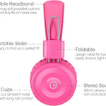 noot products K22 Kids Headphones Wired 3.5mm Jack, Foldable, Flamingo Pink | Stereo Tangle-Free 5ft Long cord, Plug-in, On-Ear Headset for Children, Boys, Girls, iPad, School, Kindle, Travel, Plane