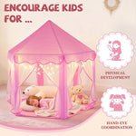 Sumbababy Princess Castle Tent for Girls Fairy Play Tents for Kids Hexagon Playhouse with Fairy Star Lights Toys for Children or Toddlers Indoor or Outdoor Games (Pink)