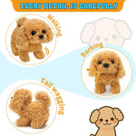KSABVAIA Plush Teddy Toy Puppy Electronic Interactive Dog - Walking, Barking, Tail Wagging, Stretching Companion Animal for Kids Toddlers