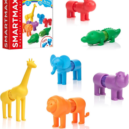 SmartMax My First Safari Animals STEM Magnetic Discovery Building Set with Soft Animals for Ages 1-5