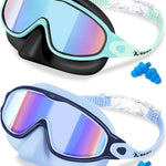 Keary 2 Pack Kids Swim Goggles with Nose Cover for 3-12 Anti-UV Anti-Fog Pool Water Swimming Goggles Boys Girls Youth Toddler