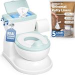 Jool Baby Real Feel 2-in-1 Potty with Wipes Storage, Flushing Sounds & Disposable Liners - Realistic Toilet - Easy to Clean & Assemble (Gray)