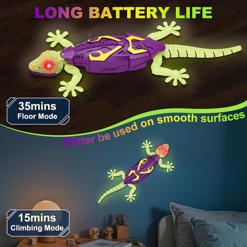 Glow in the Dark RC Wall Climbing Gecko Robot, Remote Control, Ages 5-8, Kids Birthday Gifts