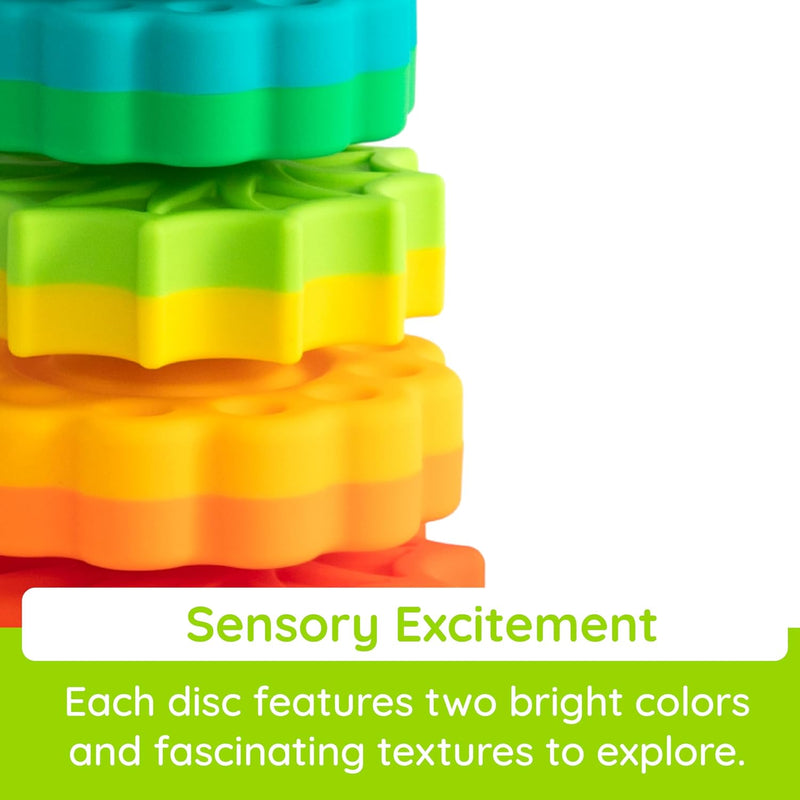 Fat Brain Toys SpinAgain, Baby Stacking & Spinning Toys for Toddlers Ages 1+ | Spinning gears stacker. Reversible base. Tactile, developmental learning for babies, toddlers, preschoolers, ages 12 months+