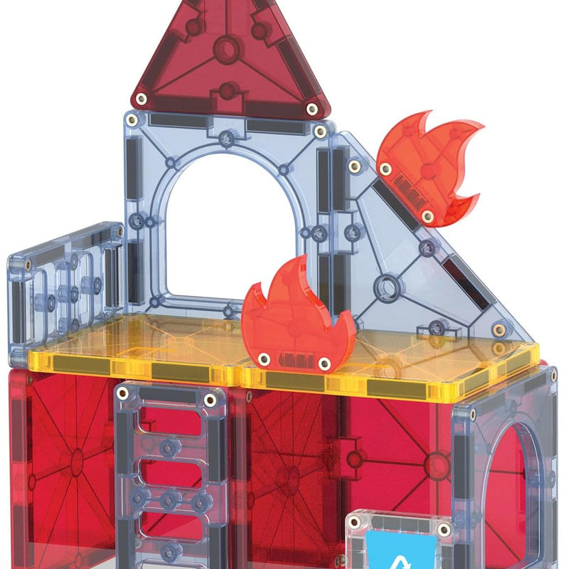 MAGNA-TILES Fire Rescue 27-Piece Magnetic Construction Set, The Original Magnetic Building Brand