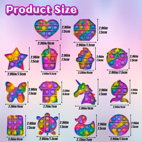 14 Pack Pop Fidget Sensory Toys Party Favors for Kids 4-8 8-12 Year Boys Girls Mini Fidget Toy Bulk Bubbles Popper for Easter Basket Stuffers Stress Toy for Birthday Party Favors Toddler Toys