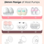 Nuliie Silicone Flange Inserts 13/15/17/19/21mm 10PCS for 24mm Breast Pump | Compatible with Spectra, Includes Nipple Sizer for Flanges for Accurate Sizing, Boosts Pumping Efficiency & Comfort, BPA-free