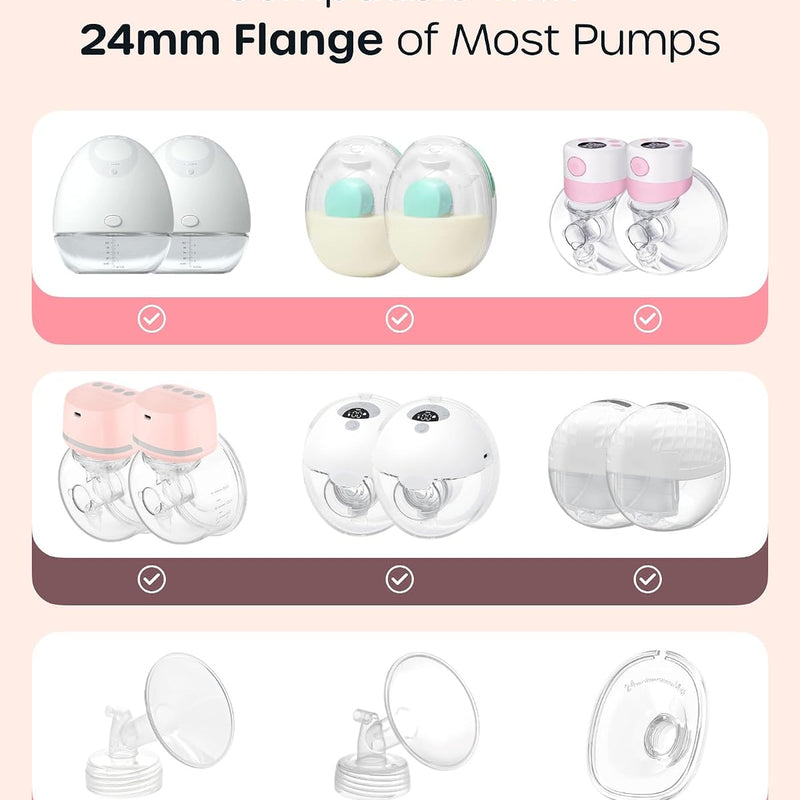 Nuliie Silicone Flange Inserts 13/15/17/19/21mm 10PCS for 24mm Breast Pump | Compatible with Spectra, Includes Nipple Sizer for Flanges for Accurate Sizing, Boosts Pumping Efficiency & Comfort, BPA-free