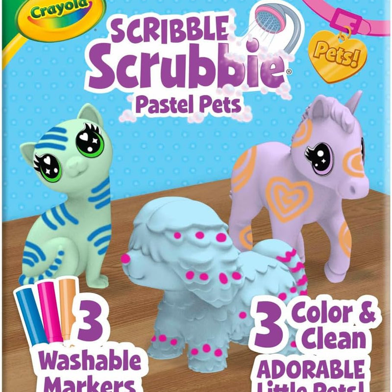 Crayola Scribble Scrubbies Glam Pack (4 Pets), Washable Pet Care Toy & Coloring Animal Craft Kit, Gift for Kids Ages 3+
