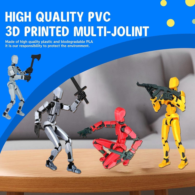 MerryXD T13 3D Action Figure,Assembly Completed Dummy Nova Titan Lucky 13 Action Figure 3D Printed Multi-Jointed Movable Toy Grow in The Dark Blue