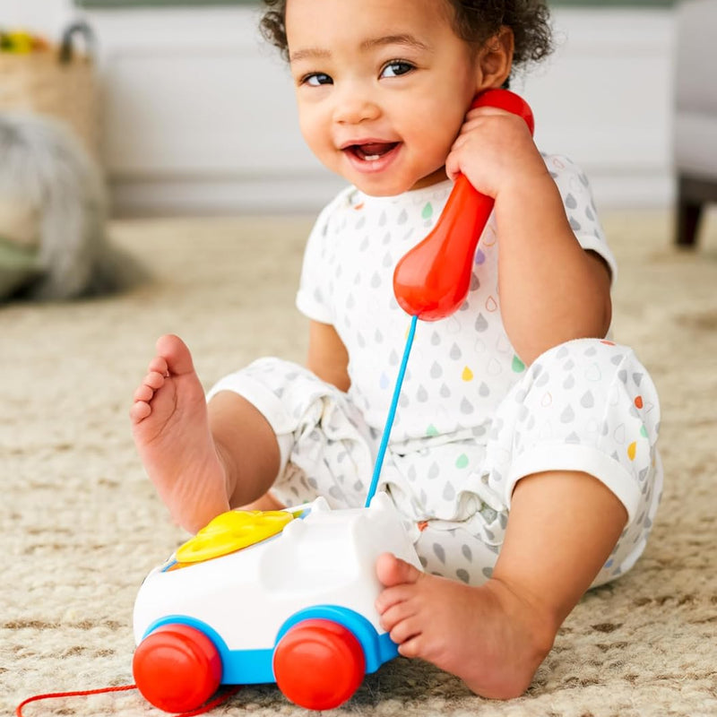 Fisher-Price Toddler Pull Toy Chatter Telephone with Rotary Dial and Wheels for Walking Play Ages 1+ years