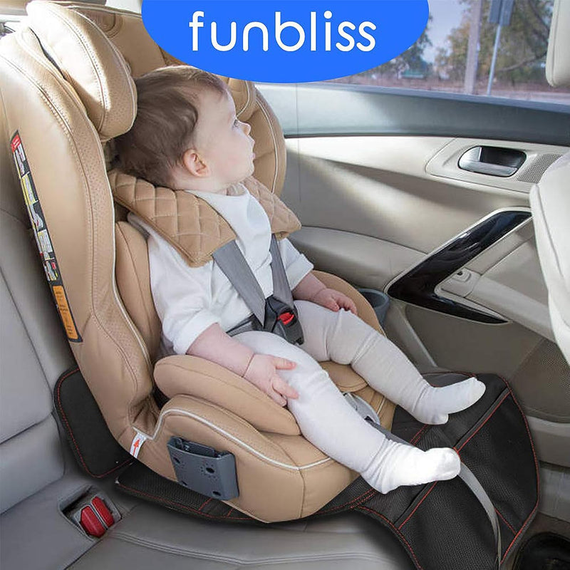 funbliss Car Seat Protector for Child Car Seat | Auto Seat Cover Mat, Thickest Padding, Protects Leather & Fabric Upholstery, PVC Leather Reinforced Corners