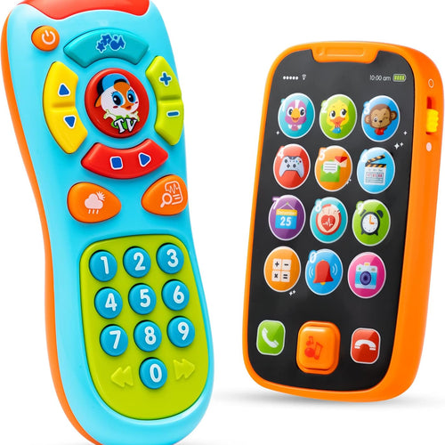 JOYIN Baby Learning Phone and Remote Toy for Toddler, Fun Smartphone Toys with Music for Infants, Boys or Girls, Holiday Stocking Stuffers, Kids Birthday Gift