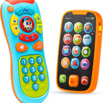 JOYIN Baby Learning Phone and Remote Toy for Toddler, Fun Smartphone Toys with Music for Infants, Boys or Girls, Holiday Stocking Stuffers, Kids Birthday Gift