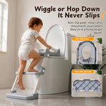 Orzbow Potty Training Seat with Step Stool, Adjustable Height, Anti-Slip | Safety Handles, Comfortable Seat Cushion, Splash Guard for Toddler Boys and Girls, Fits Most Toilets, Foldable Storage, Gray