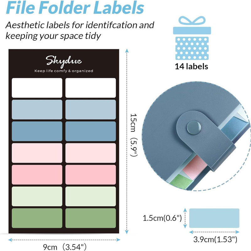 SKYDUE Expanding File Organizer with 8 Pockets, Accordion File Folders with Labels, Portable Document Paper Bill Receipt Organizer, Home College School Office Supplies, Letter Size, Blue