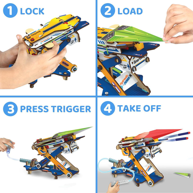 Smartivity DIY 2in1 Hydraulic Paper Airplanes & Darts Launcher STEM Toy for Kids Ages 6-12