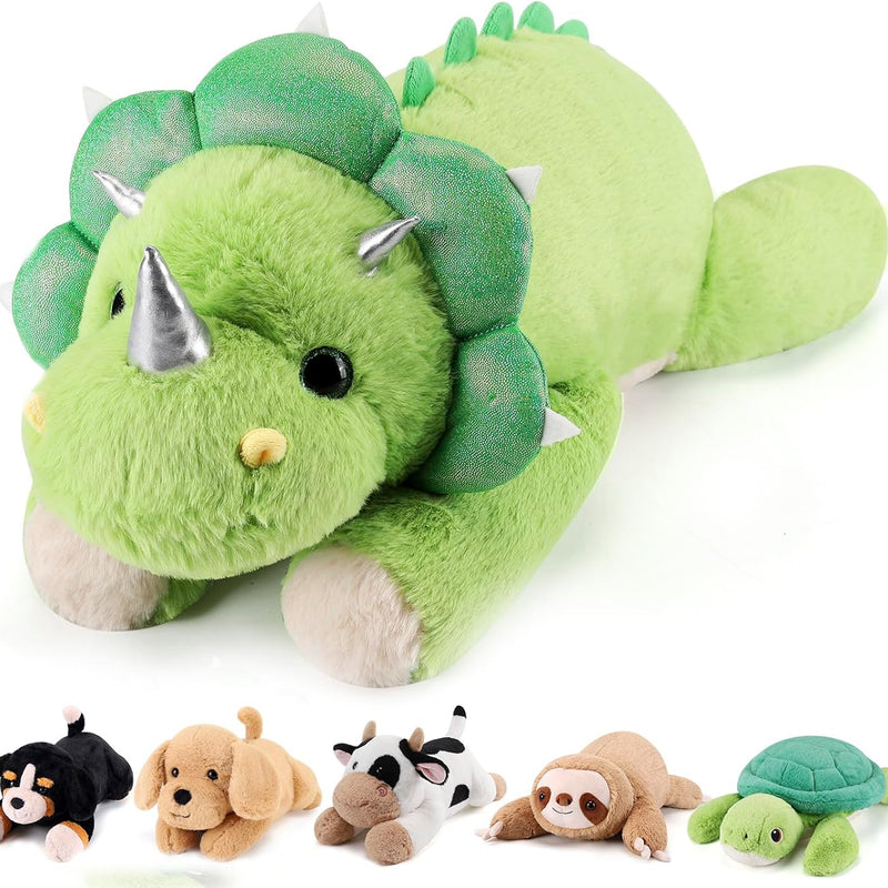 gnomantic Turtle Weighted Stuffed Animals - 22 Inch 4.5 Pounds Weighted Plushies Sea Turtle Stuffed Animal - Big Tortoise Plush Pillow - Cute Plush Toys Gifts for Kids & Adults (Green)