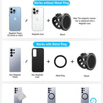 Stroller Phone Holder, Compatible with MagSafe, Magnetic Handlebar Mount | 17x N52 Strong Magnets, Fits Treadmills, Peloton, Shopping & Golf Carts, Adjustable Silicone Strap for iPhone 12-17 & Android