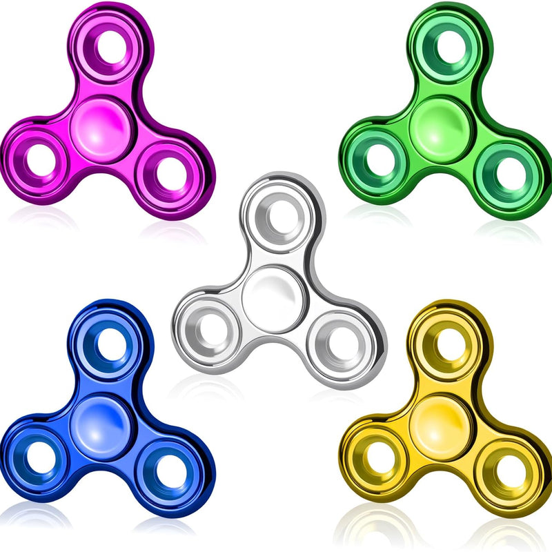 Fidget Toys Adults 5 Pack,Electroplated Metal Fidget Spinner Stress Reducer,High Speed 3-5 Min Quite Spins,Fidgets for Adults & Teens & Kids Age 6+