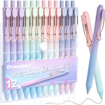 Drawdart Smooth Writing Pens, 12 Pcs No Bleed & Smear, Black Ink Fine Point (0.5mm), Retractable Aesthetic Journaling Pens for Women & Men