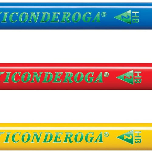 Ticonderoga My First Short Triangular Wood-Cased Pencils, #2 HB Soft, With Erasers, Primary Colors, 12 Count