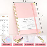 Forvencer Academic Planner 2026-2027, Hardcover Calendar Planner Weekly & Monthly, July 2026 - June 2027, 8.5" x 11", Daily Agenda with Tabs, College School Organizer for Student Teacher, Pink