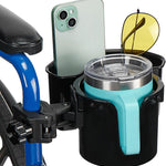 JOYTUTUS Wheelchair Cup Holder, 2-in-1 Walker Cup Holder with 6.4'' Large Storage Box, Drink Holder for Bottle with Handle, Fit for Wheelchair, Walker, Rollator, Stroller, Camper, Golf cart (Large)